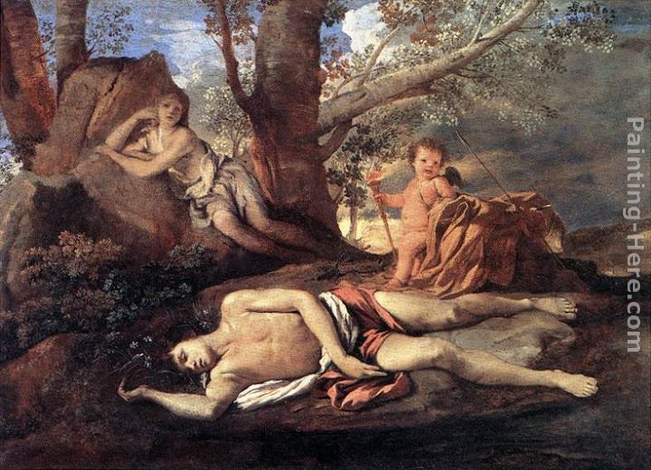 Echo and Narcissus painting - Nicolas Poussin Echo and Narcissus art painting